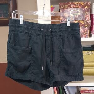 Athleta Women's Black Linen Elastic Waist Shorts Size 10